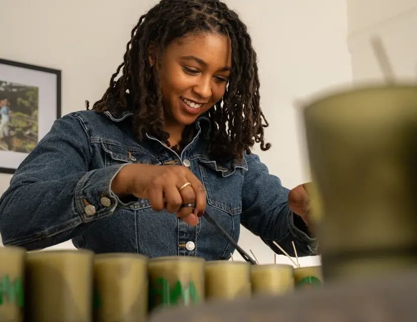 Independent retail store with curated product displays sourced through wholesale marketplace